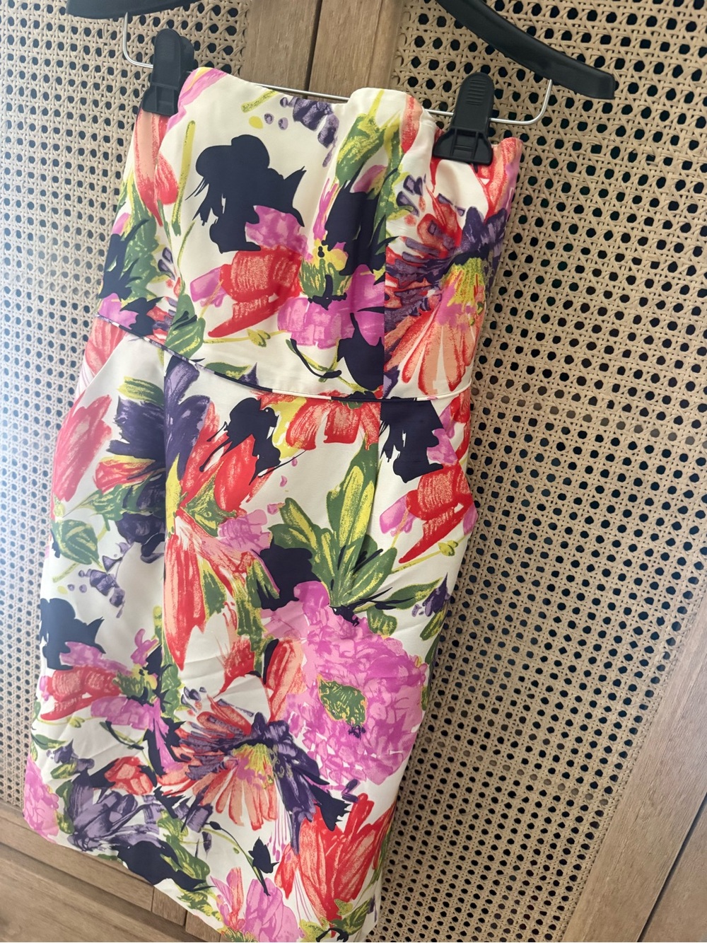 J-Crew Floral Strapless Cocktail Dress in White with Multicolor Blooms
